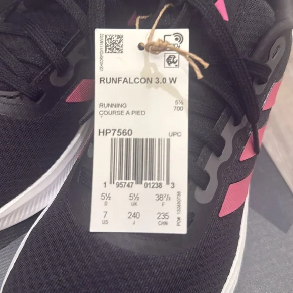 Adidas Women's Runfalacon Black and Pink Athletic Shoe - Picture 5 of 6
